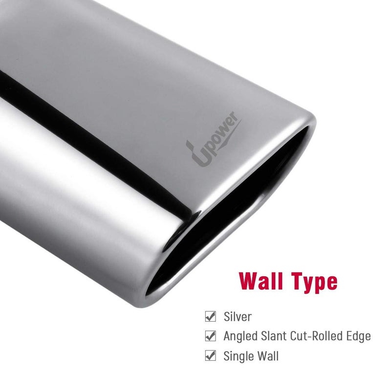 Upower نصائح العادم Upower 2.25" مدخل 5.5"x3" مخرج 9" طويل من الفولاذ المقاوم للصدأ ملحومة على شكل مستطيل - Image 5